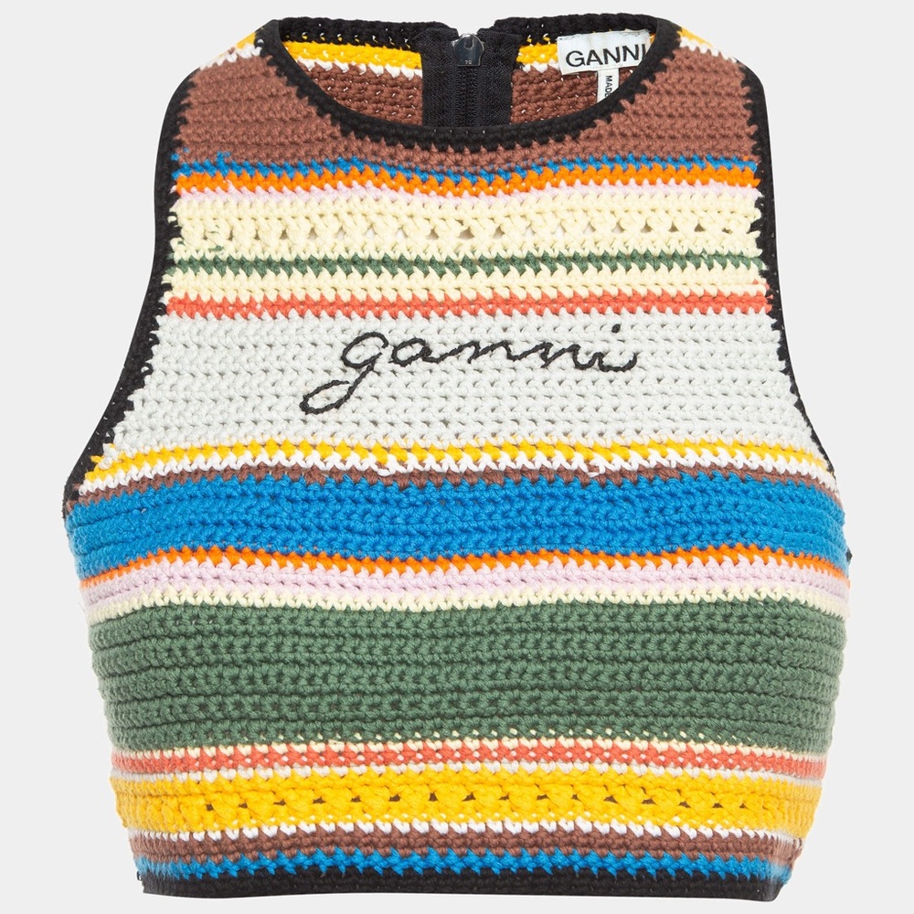 Ganni Multicolor Striped Crochet Top - size S - like new